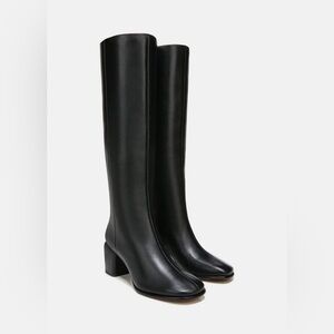 SOLD Vince Womens Maggie High Black Leather Square Toe Knee-High Boots